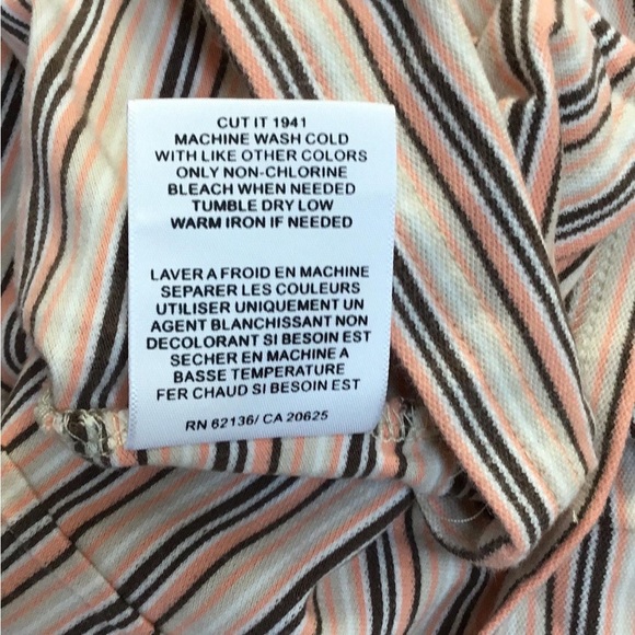 Guess Striped Short Sleeve Top - Cream and Brown - Picture 7 of 7